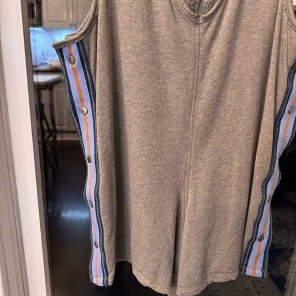 Free People Get Set Track Romper gray blue side straps & snaps size Small - Picture 3 of 14